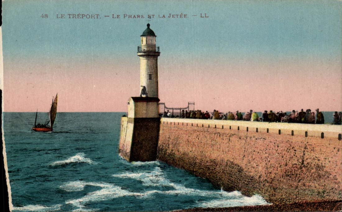 Treport CPA der Scheinwerfer und der Pier (Leuchtturm)