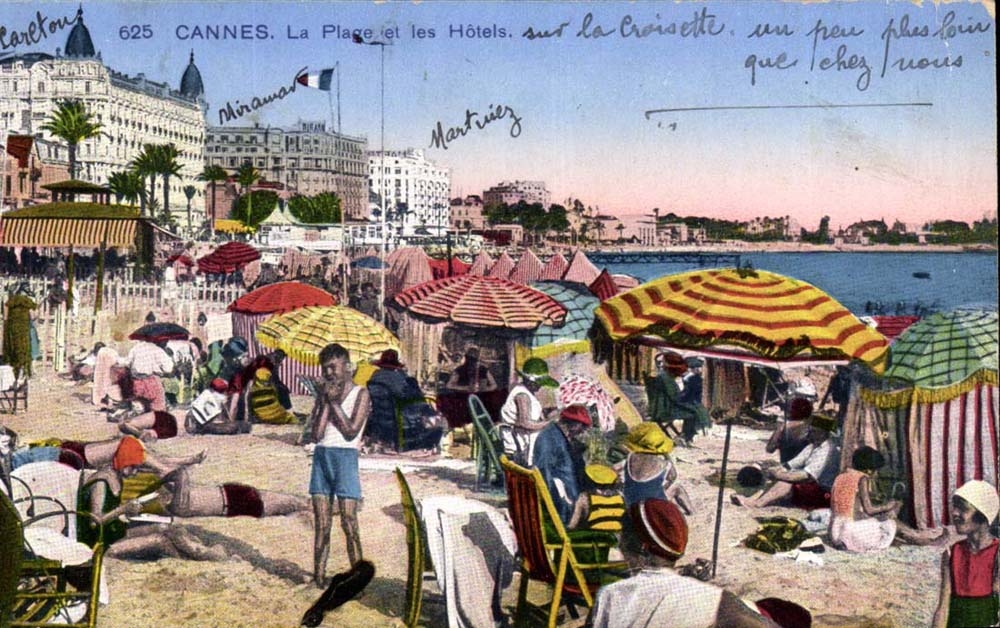 Cannes CPA the beach and hotels