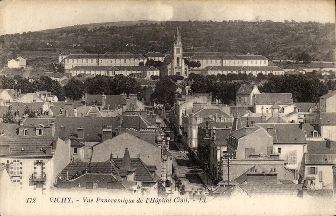 Vichy CPA Panoramic View of the civil hospital