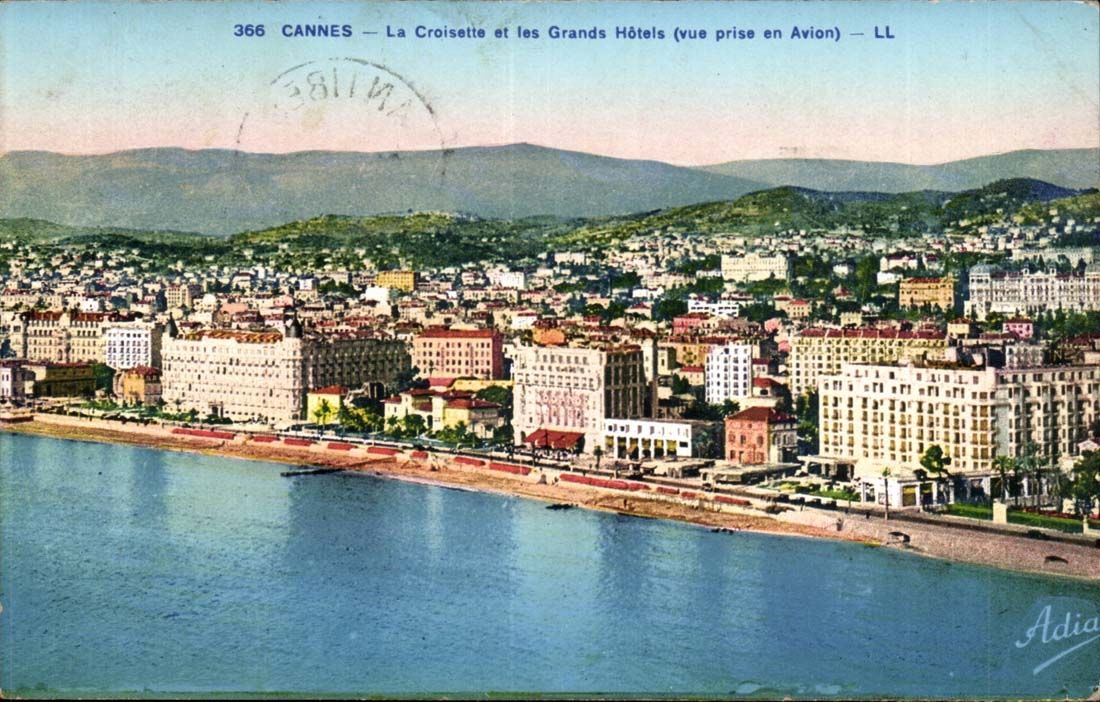 Cannes CPA the Small cross and large hotels (seen from in plane)