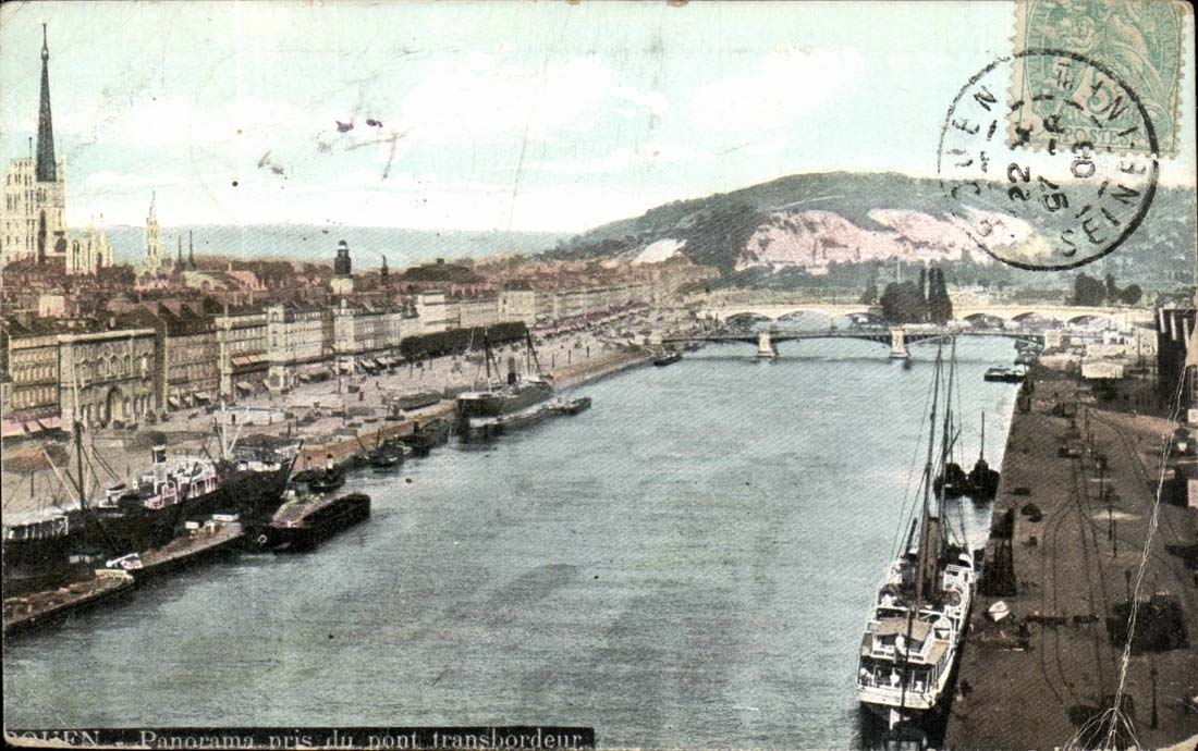 Rouen CPA Panorama taken of the transporter bridge