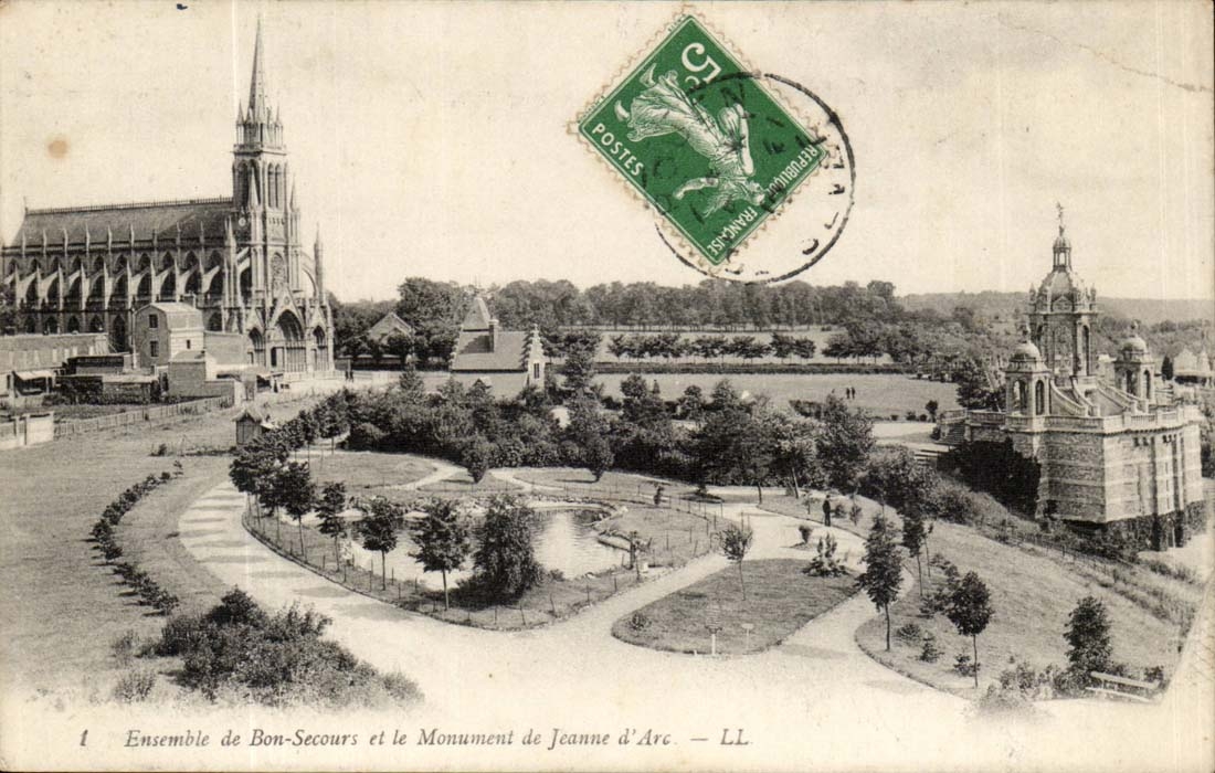 CPA Together of Good Help and the monument of Jeanne of arc