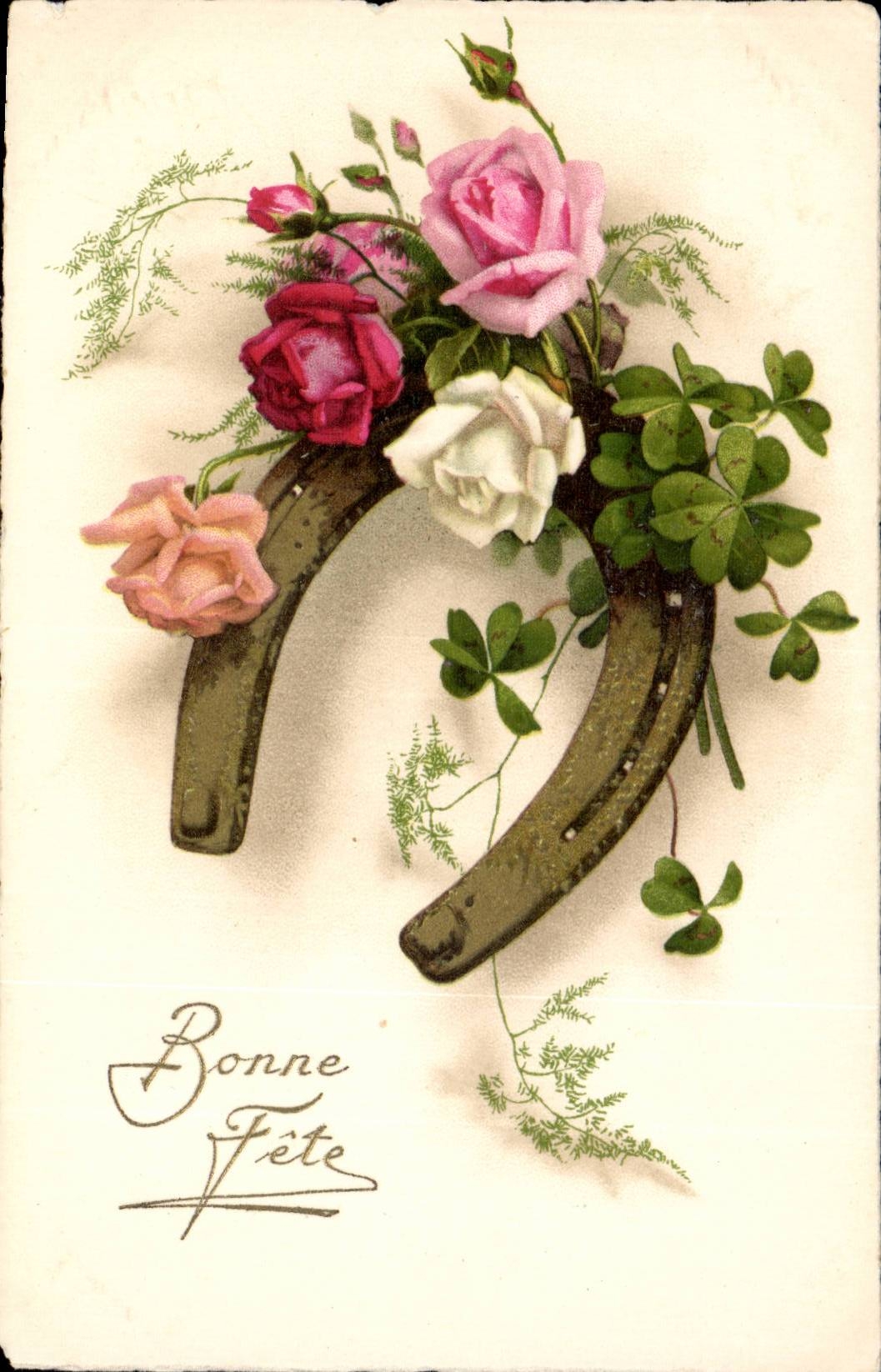 CPA Fantasy Flowers Good festival Horseshoe