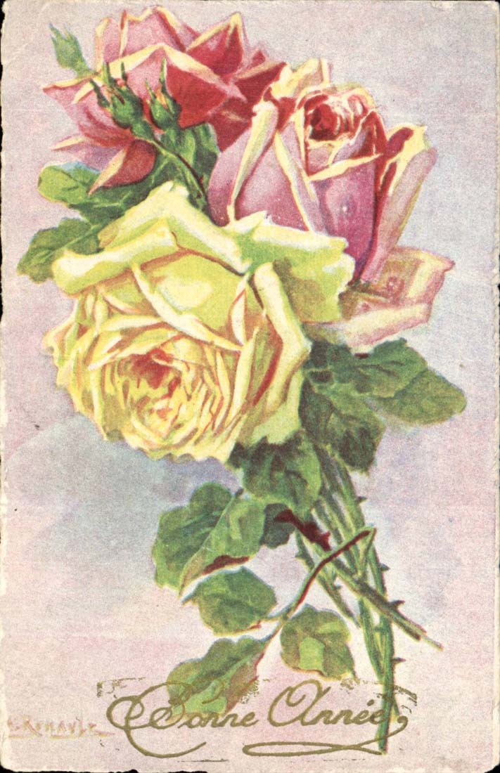 CPA Fantasy Flowers Happy New Year