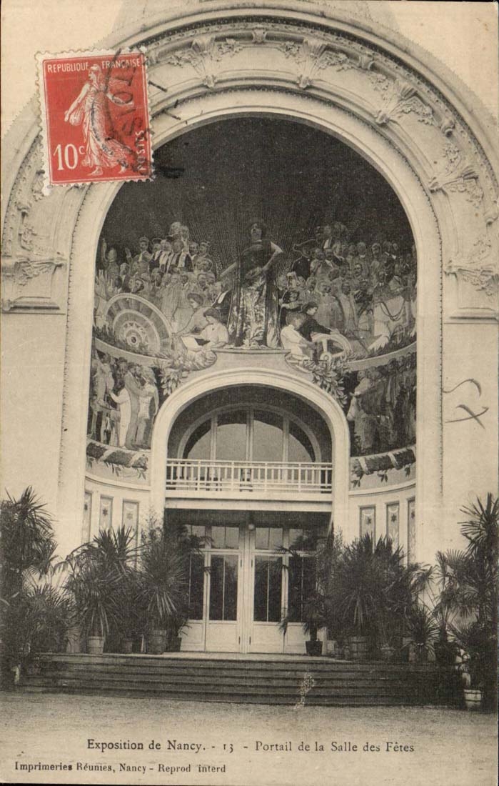 Exposition de Nancy CPA portail de la salle des fetes
