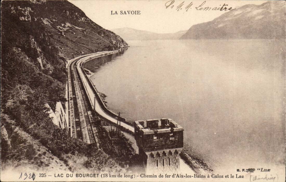 Savoy CPA Lac of Le Bourget Railroad of Aix les Bains has Culoz and the lake
