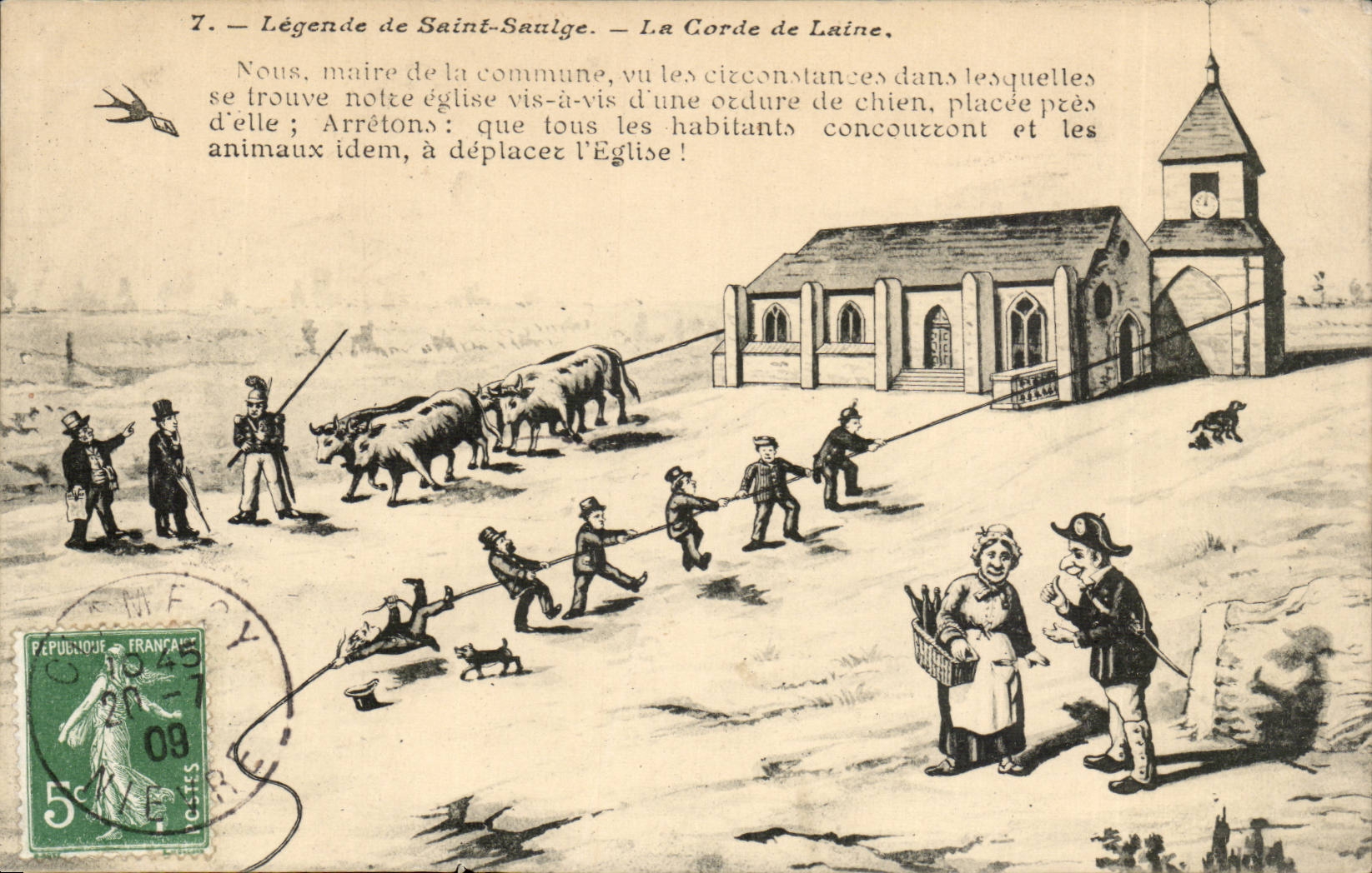 CPA Captions Saint Saulge the Wool cord (cows folklore)