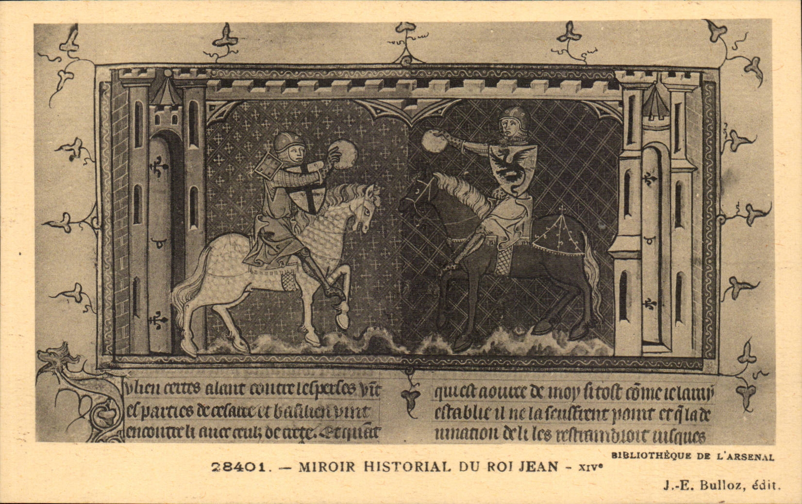 Paris - 4 - La Bibliotheque de l'Arsenal oir Historial du Roi Jean - CPA 