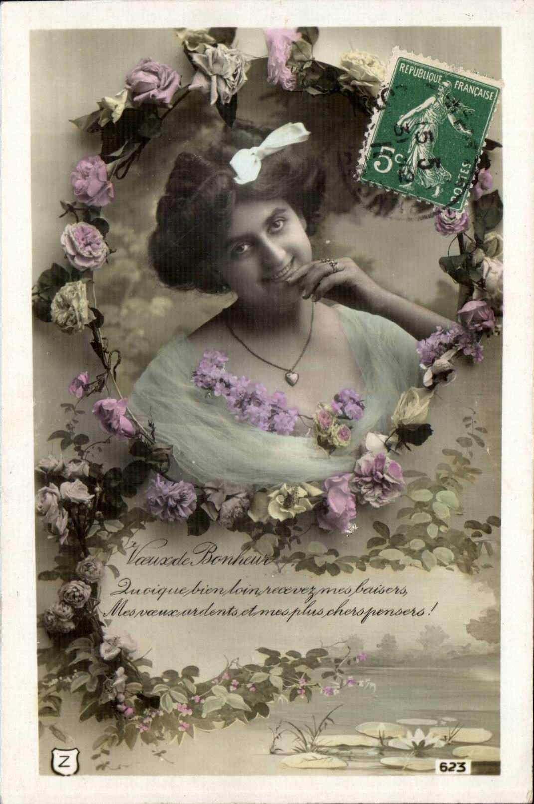 CPA Fantasy Woman Wishes of happiness