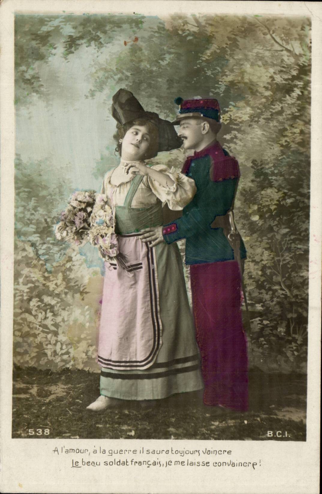 CPA Phantasie-Paare mit der Liebe mit dem Krieg ist es in der Lage immer zu uberwinden (militaria Elsass)