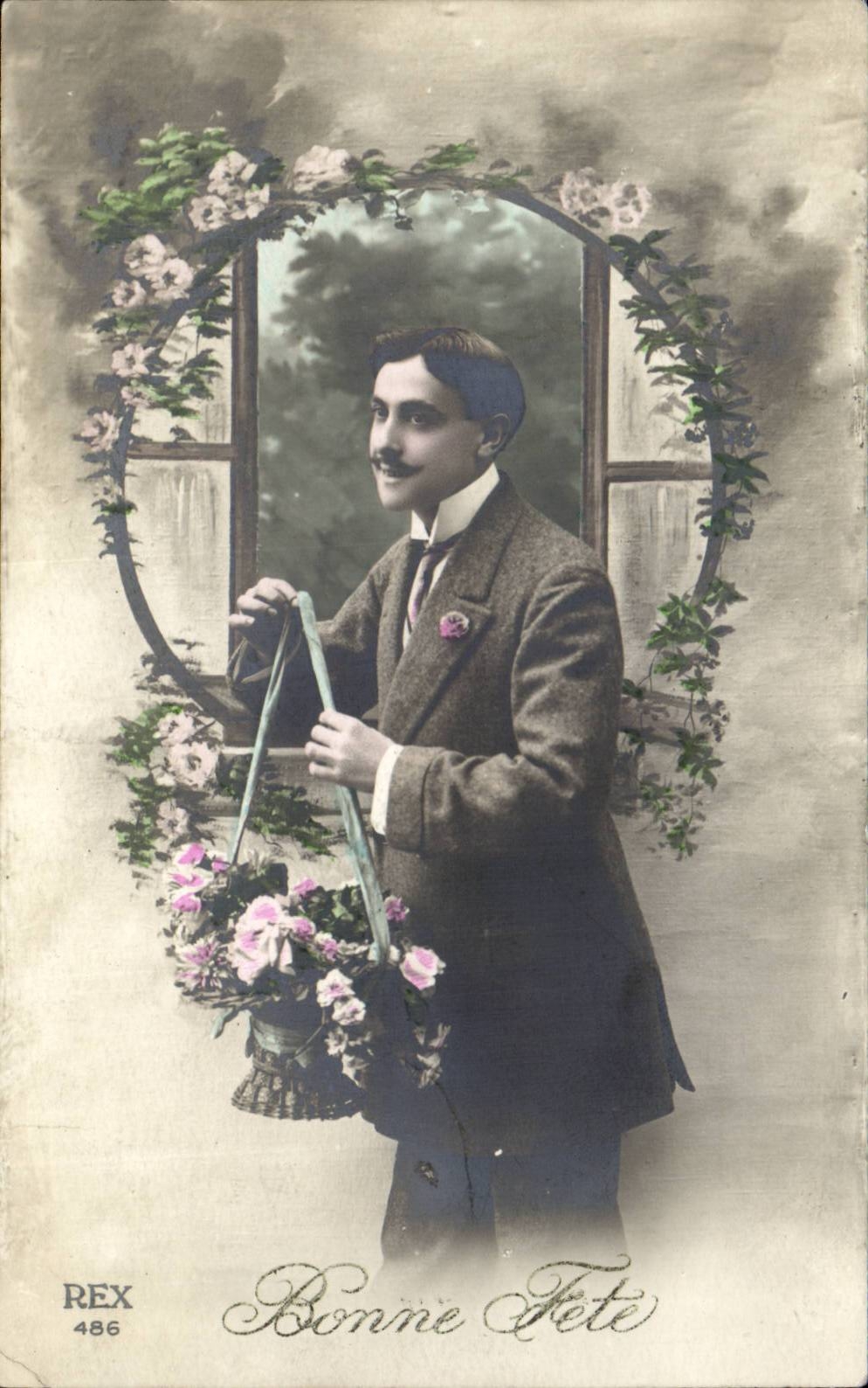 CPA Fantasy Man Good festival Flowers