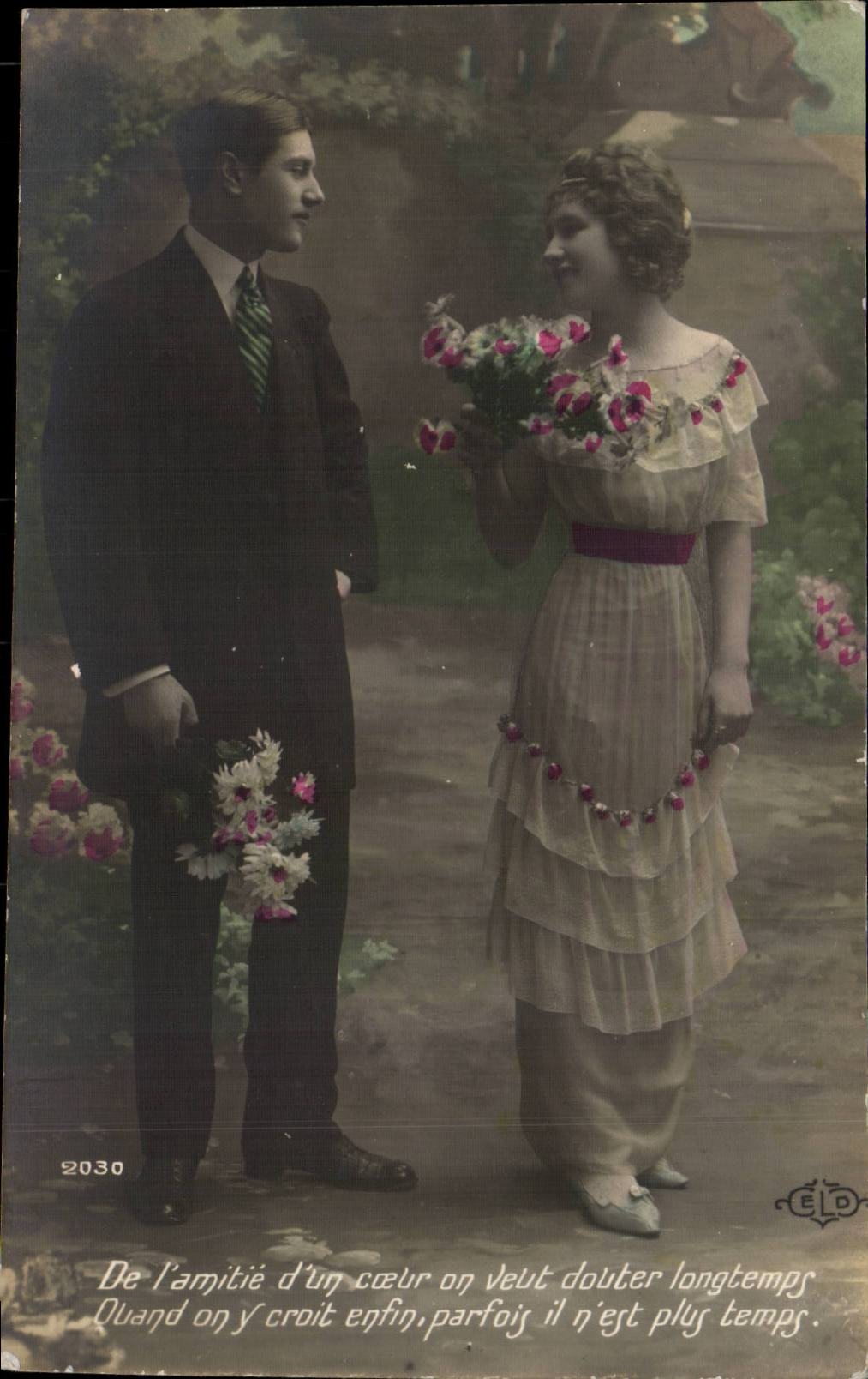 CPA FAntaisie De l'amitie d'un coeur on veut douter longtemps (couple)