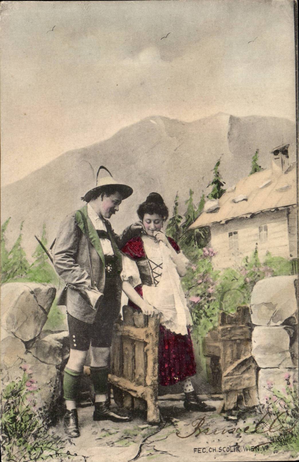 CPA Phantasie verbindet die Folklore Tirol-osterreich osterreich