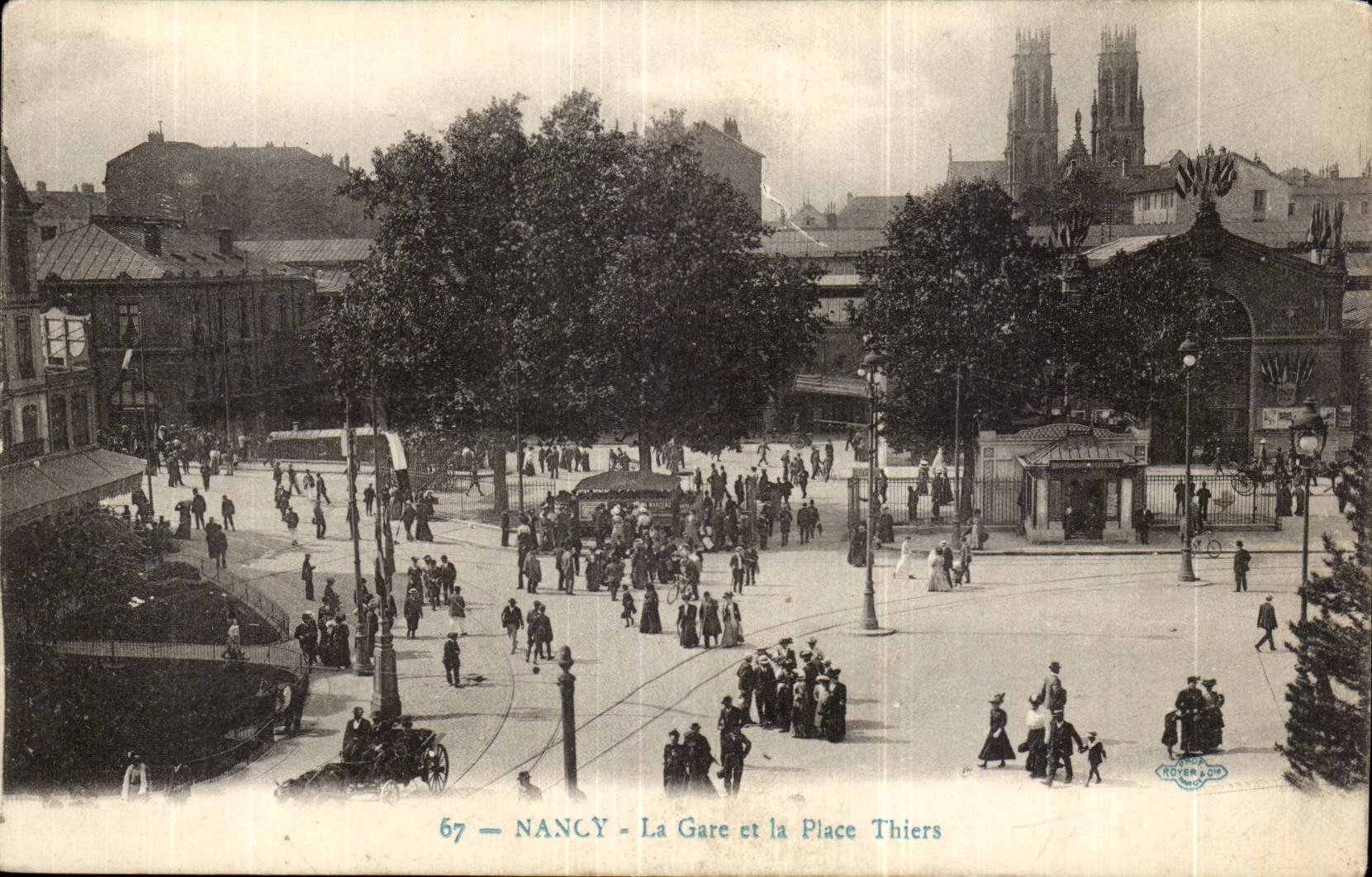 Nancy - Train station and the Thiers Place - CPA