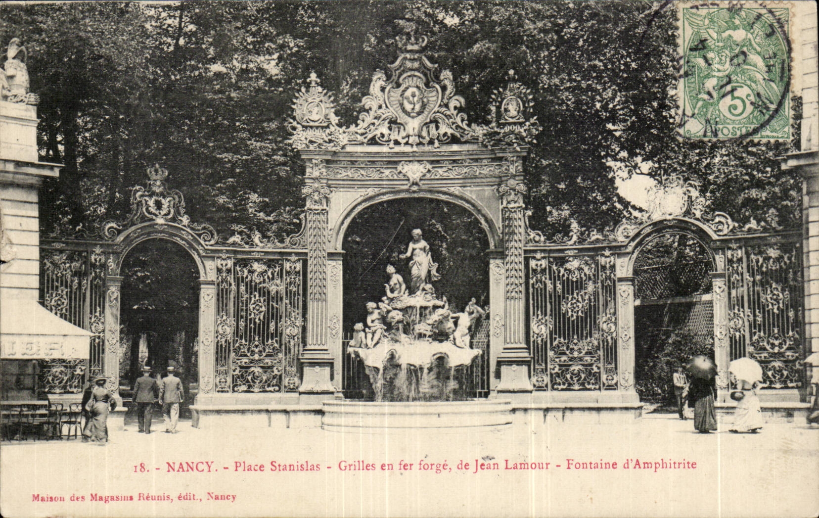 Nancy - Place Stanislas Grile en fer forges de Jean Lamour - CPA 