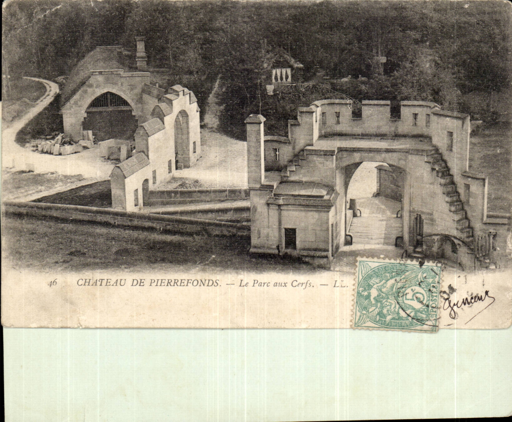 Pierrefonds - der Park mit den Hirschen - CPA