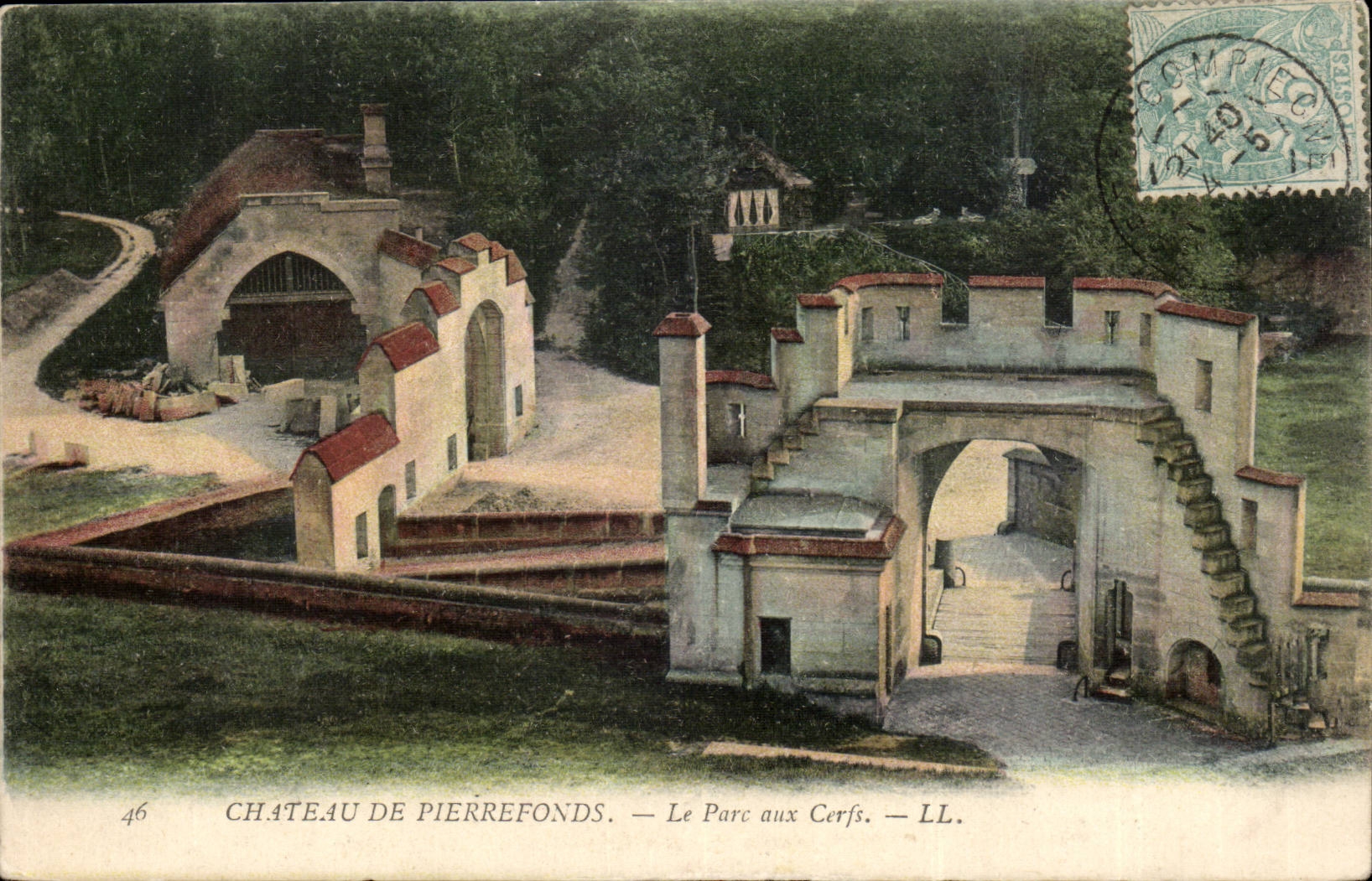 Pierrefonds CPA das Schloss das aprc mit den Hirschen