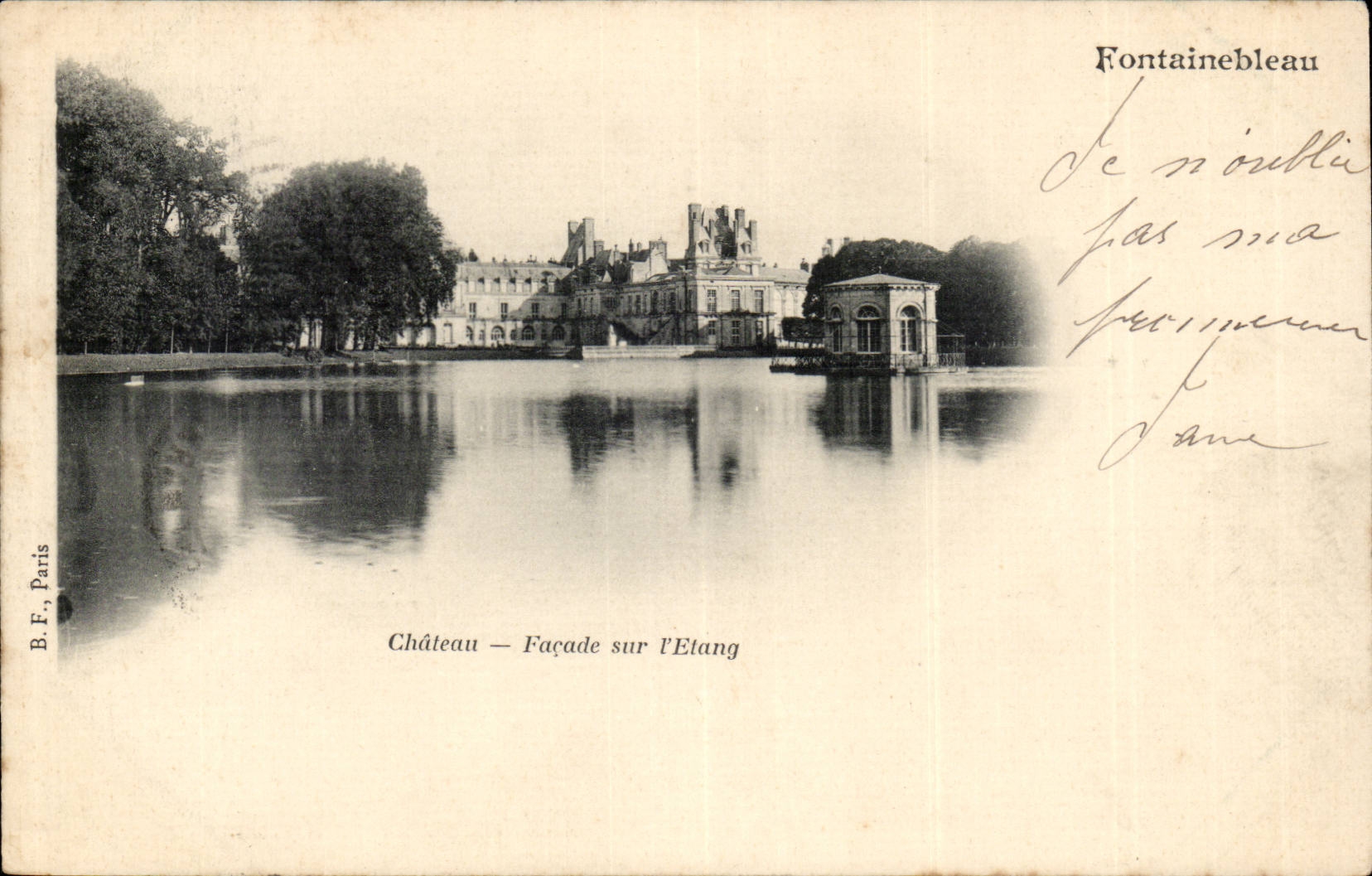 Fontainebleau CPA palate Castle Frontage on the pond