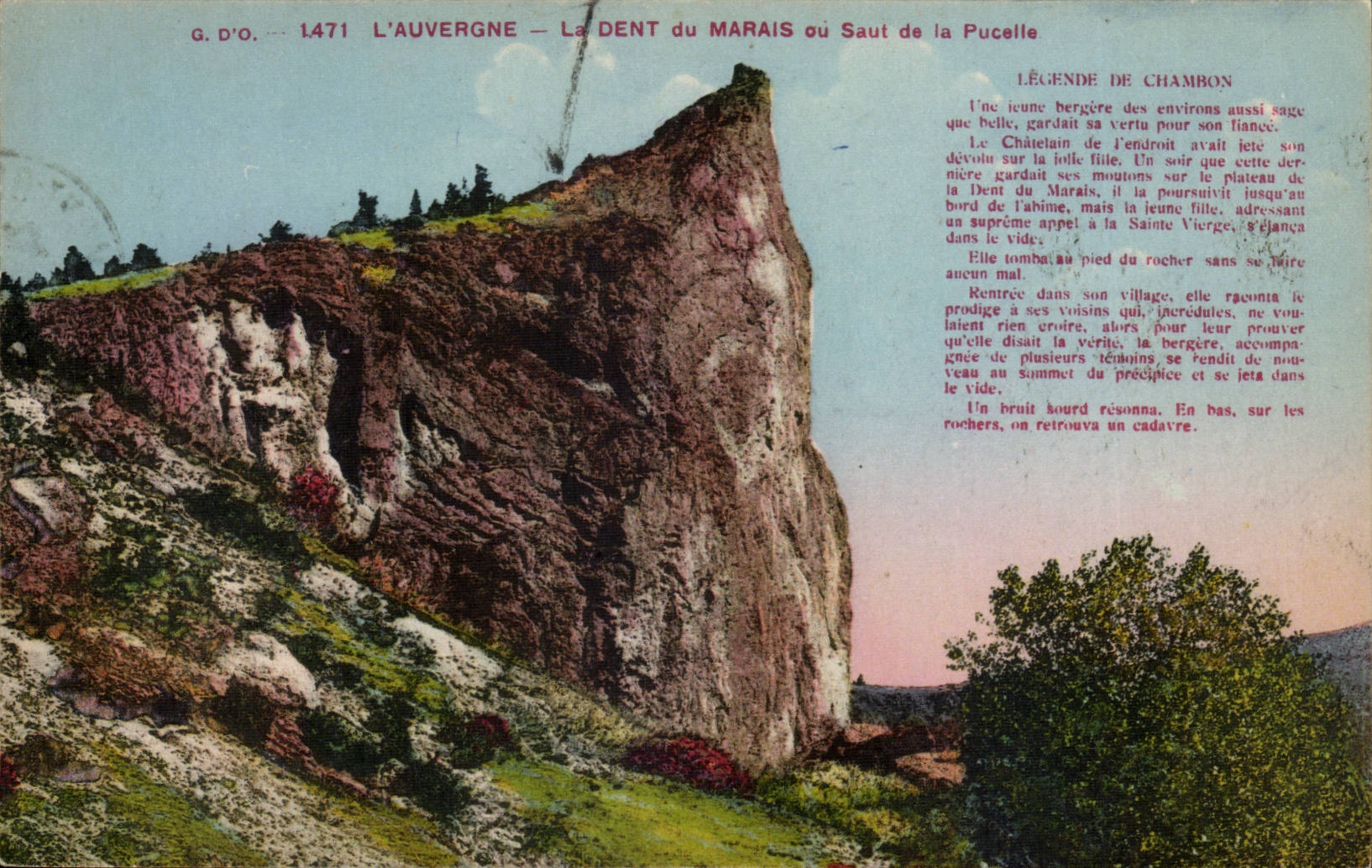 CPA Auvergne the tooth of the Marsh or jump of the virgin (legend of Chambon)