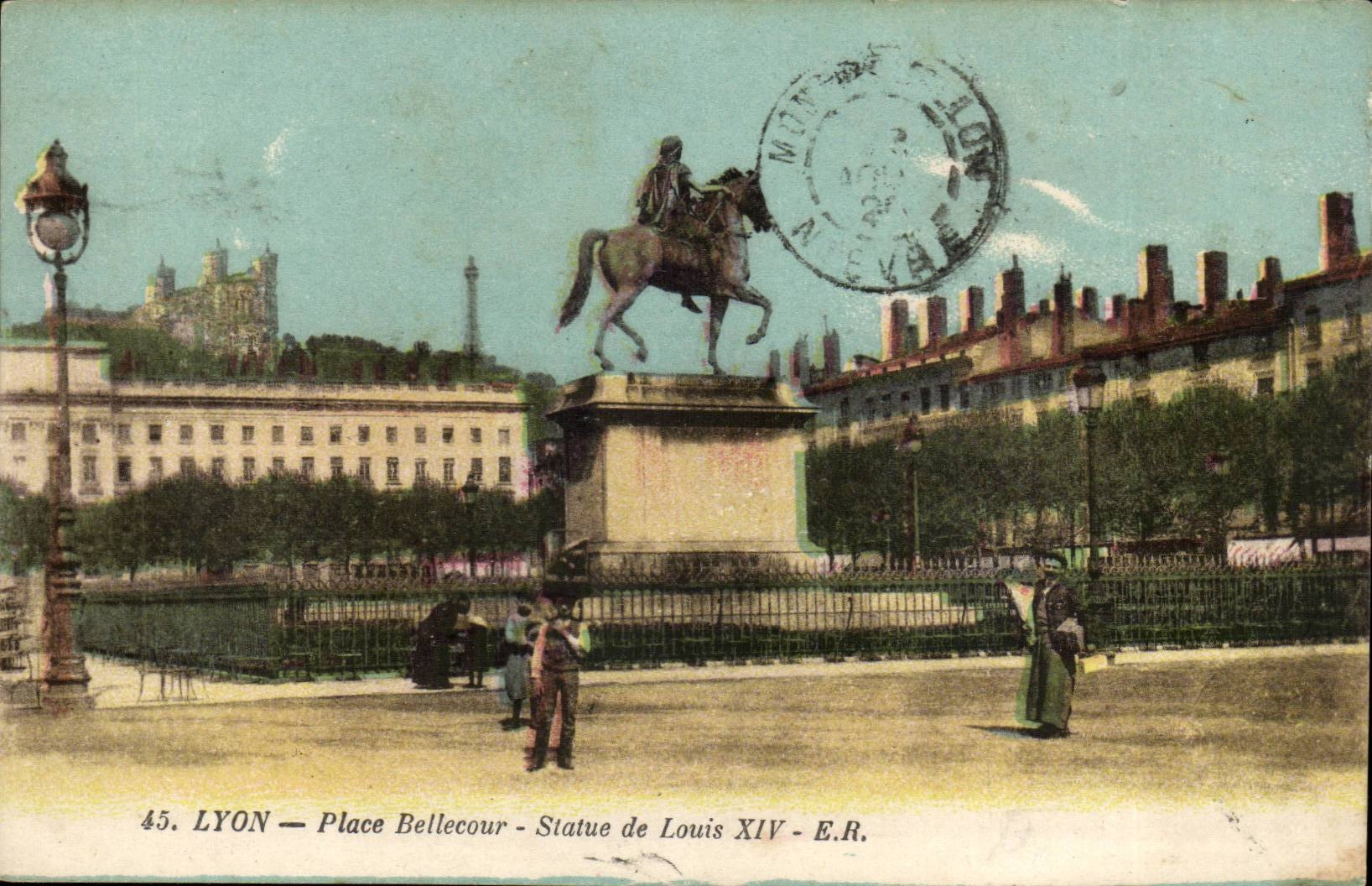 Lyon CPA Places Bellecour Statue of Louis IV