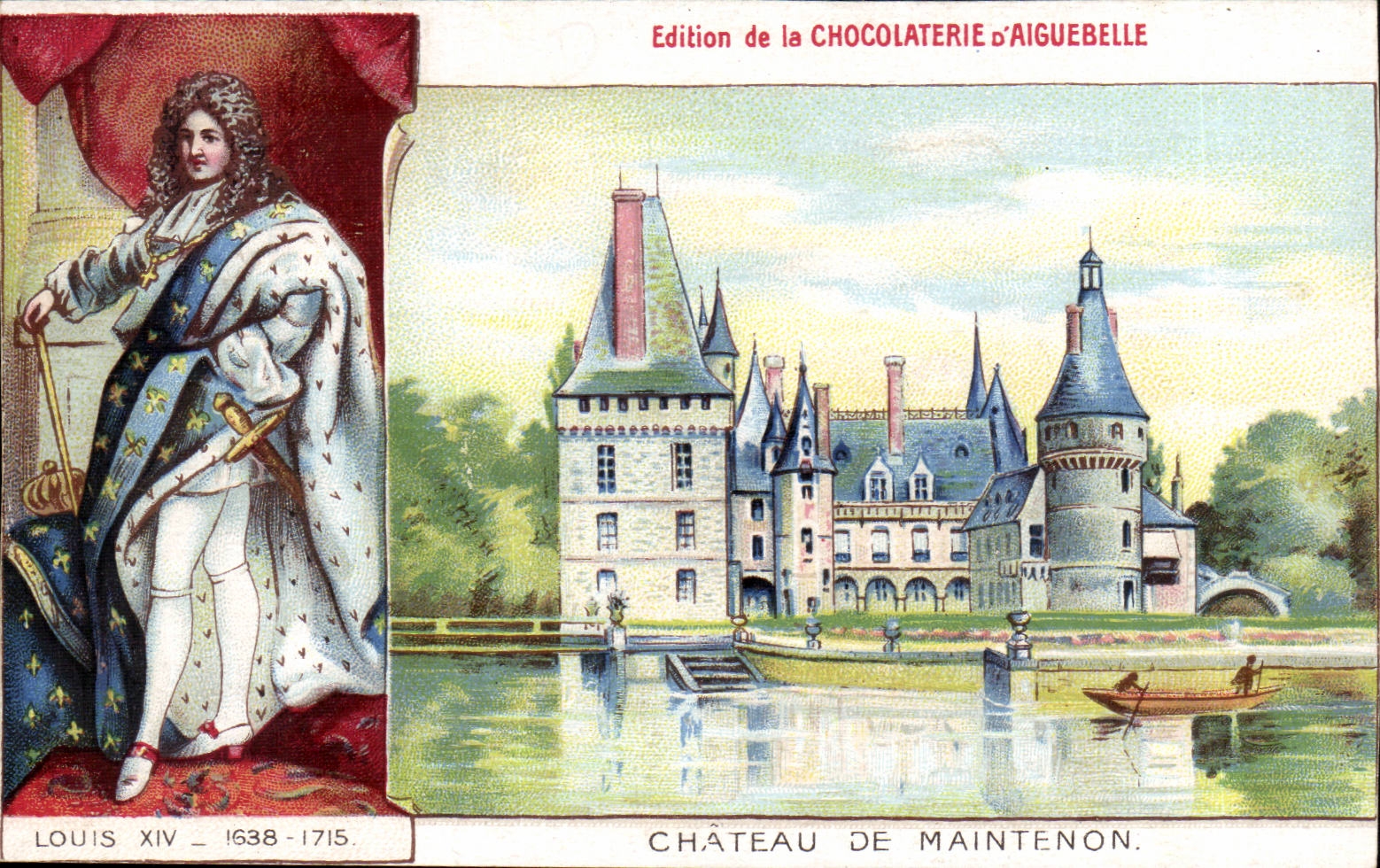 Fantasy CPA History Louis XIV the Chocolate factory of Aiguebelle Castle of maintenon