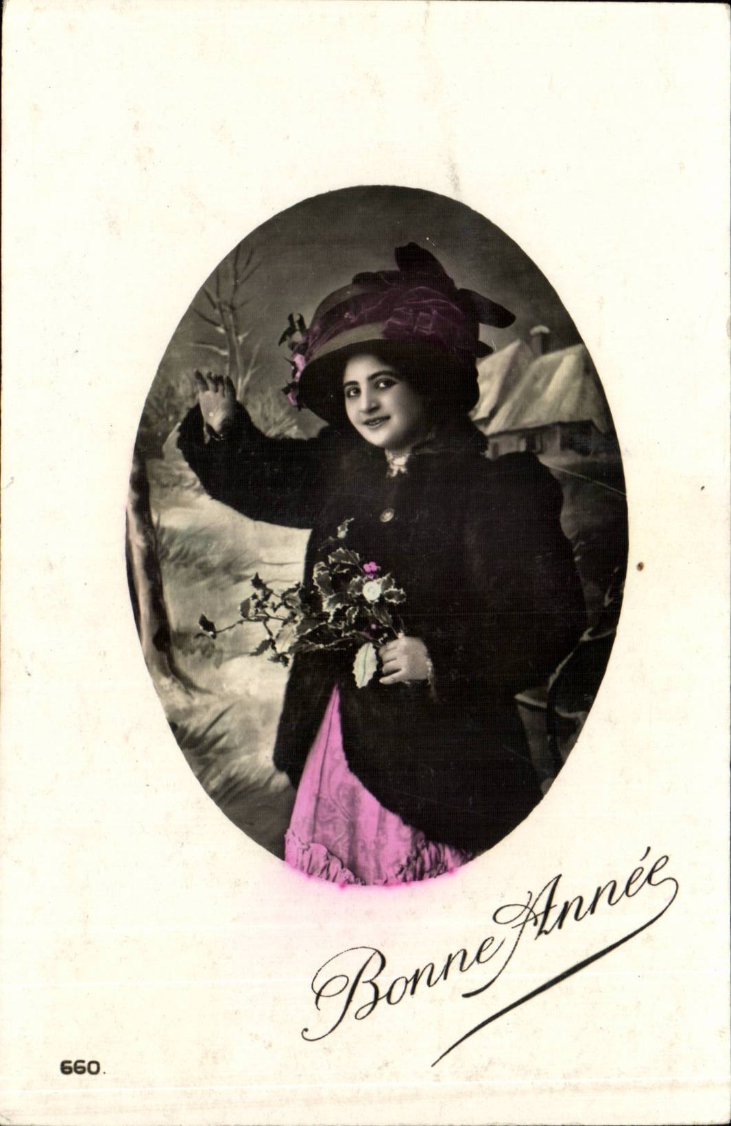 Fantasy - Festival - Happy New Year - New Year - Woman - Waving Woman - CPA