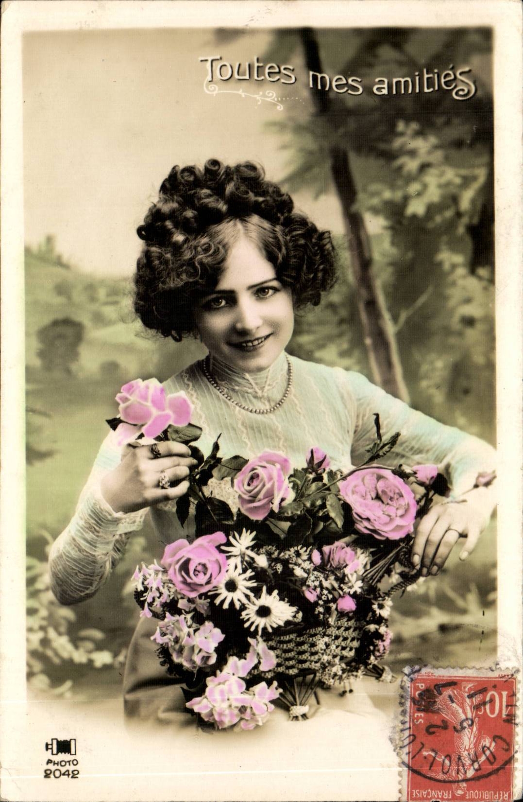 Fantasy - Woman - All my Friendships - beautiful woman - CPA