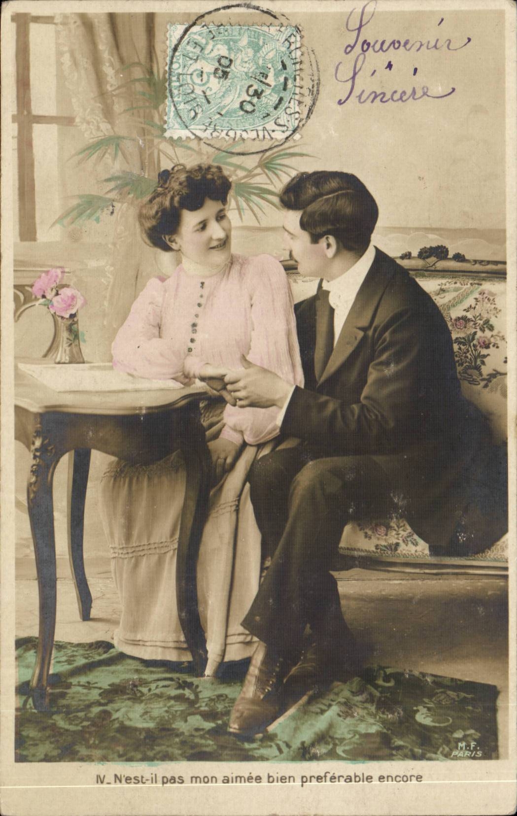 Fantaisie - couple - n'est il pas mon aimee bien preferable encore - CPA 
