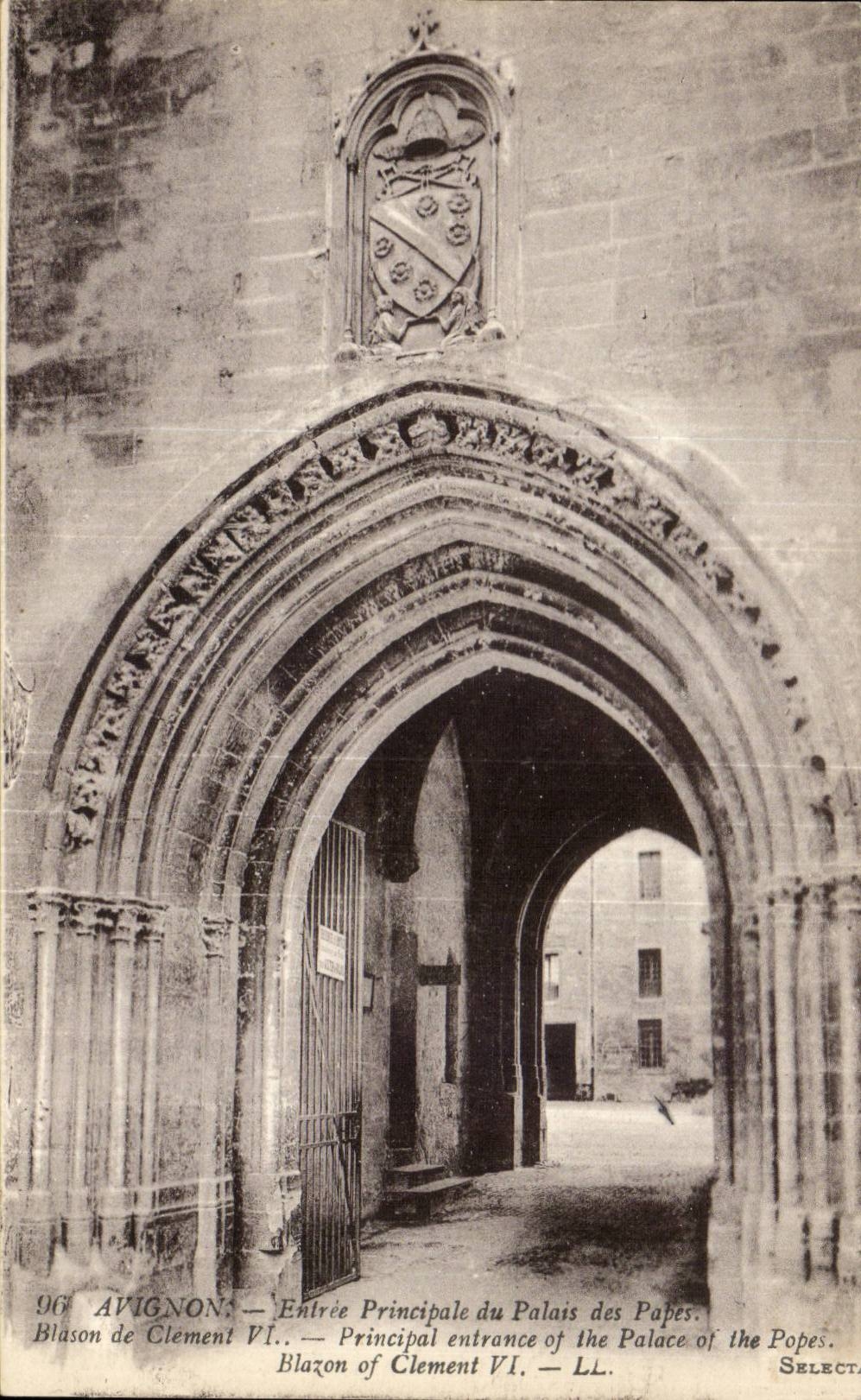 Avignon-Haupteingang des Gaumens der Papste Blazon von mildem VI - De-luxe Hotel weg vom Papst - CPA