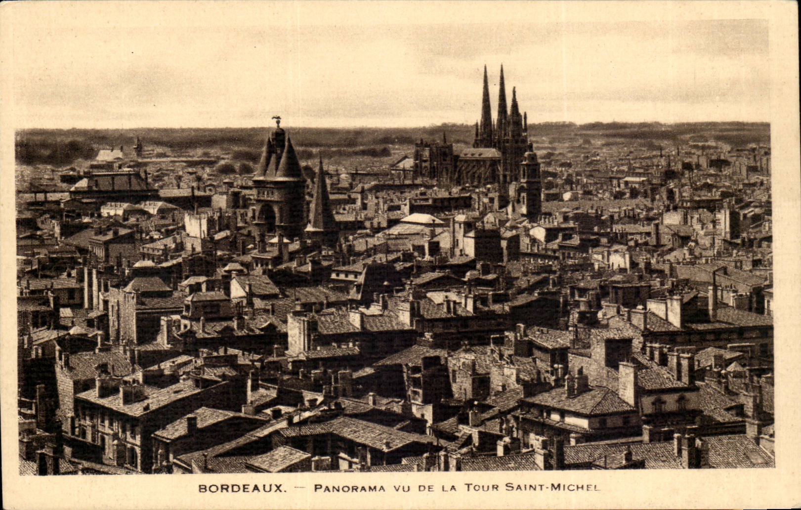 Bordeaux CPA Panorama seen of the tower Saint Michel