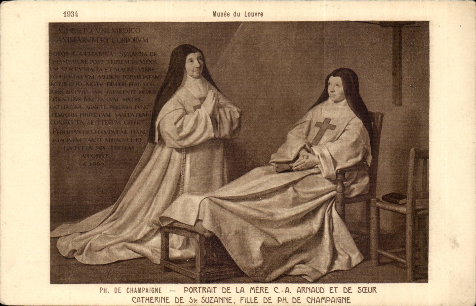 PH of Champagne CPA Portrait of the mother CA Arnaud and of sister Catherine of co Suzanne girl of Philippe Museum of the Louvre