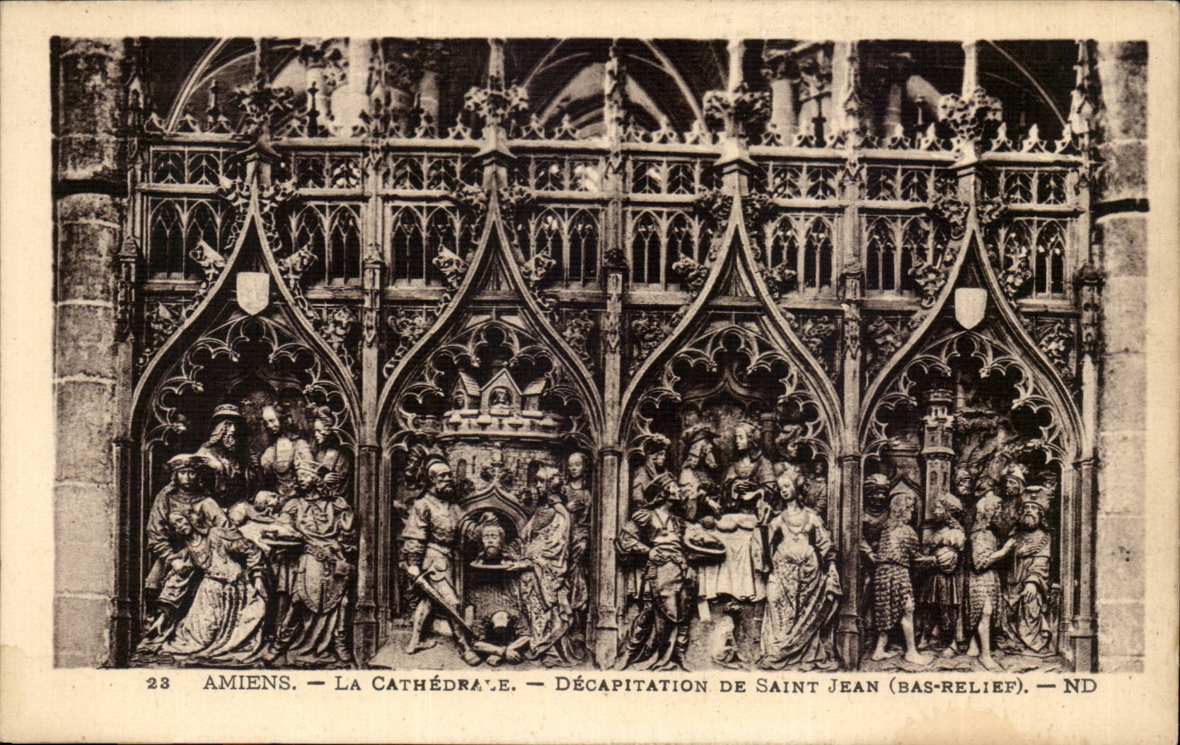Amiens CPA the cathedral Decapitation of Saint Jean (low relief)