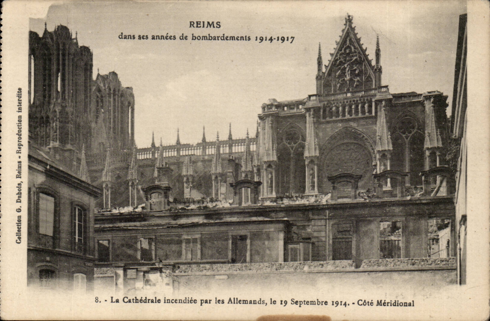 Reims CPA in the years of bombardment 1914 1917 the burnt cathedral the 19 setpmbre 1914