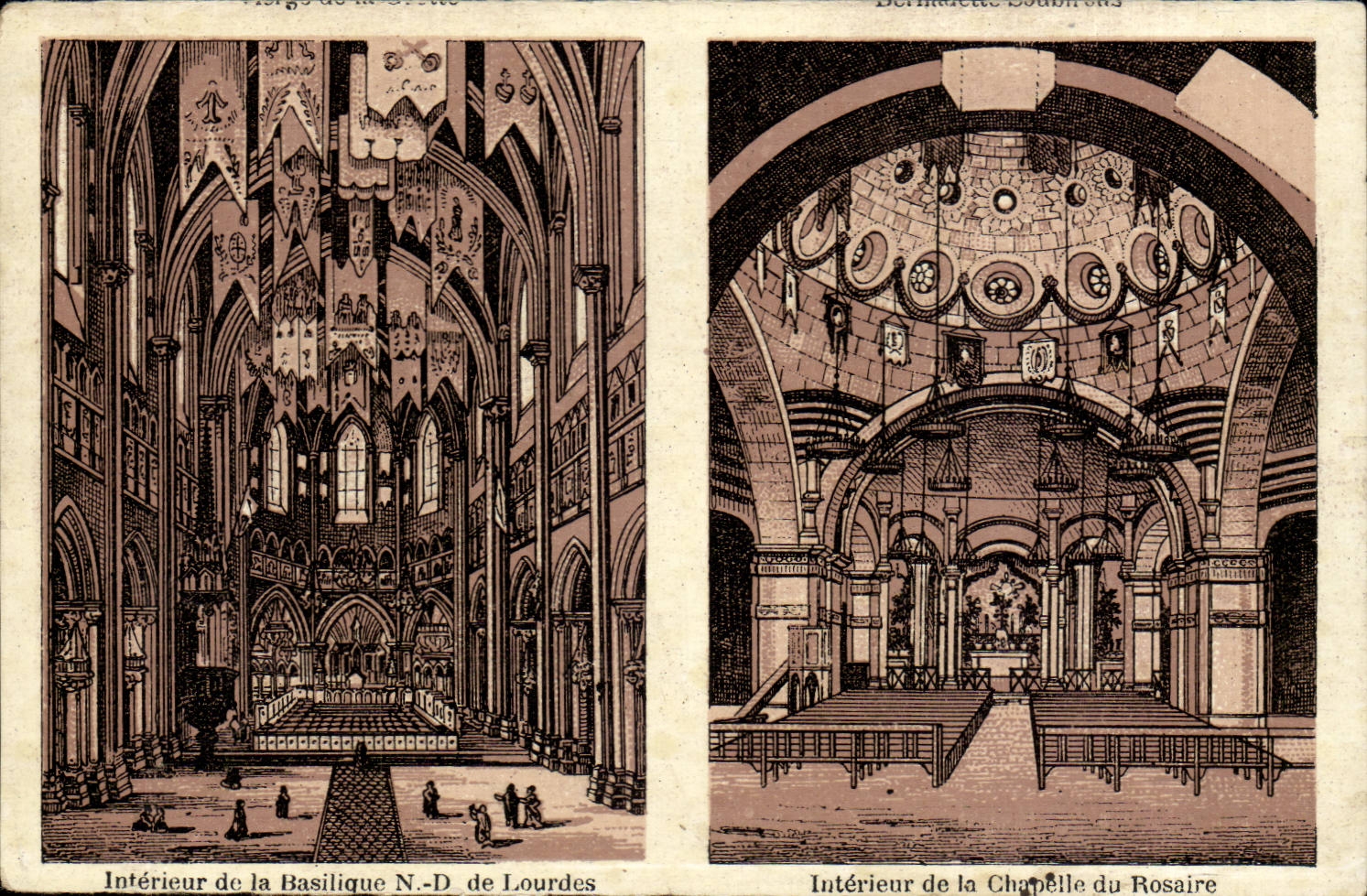 Lourdes Al Interior CPA basilica vault of the rosary