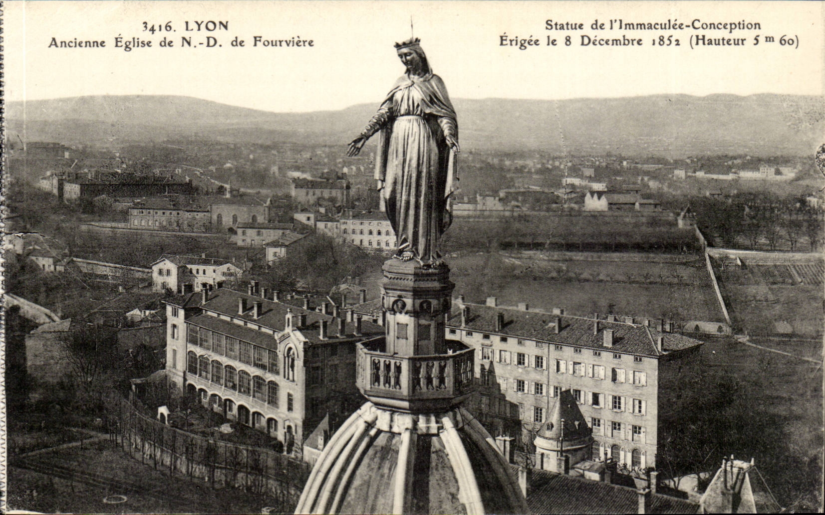 Lyon CPA Anceinne eglies ND of fourviere Statue of the Erigee Immaculate Conception 8 DEC 1852