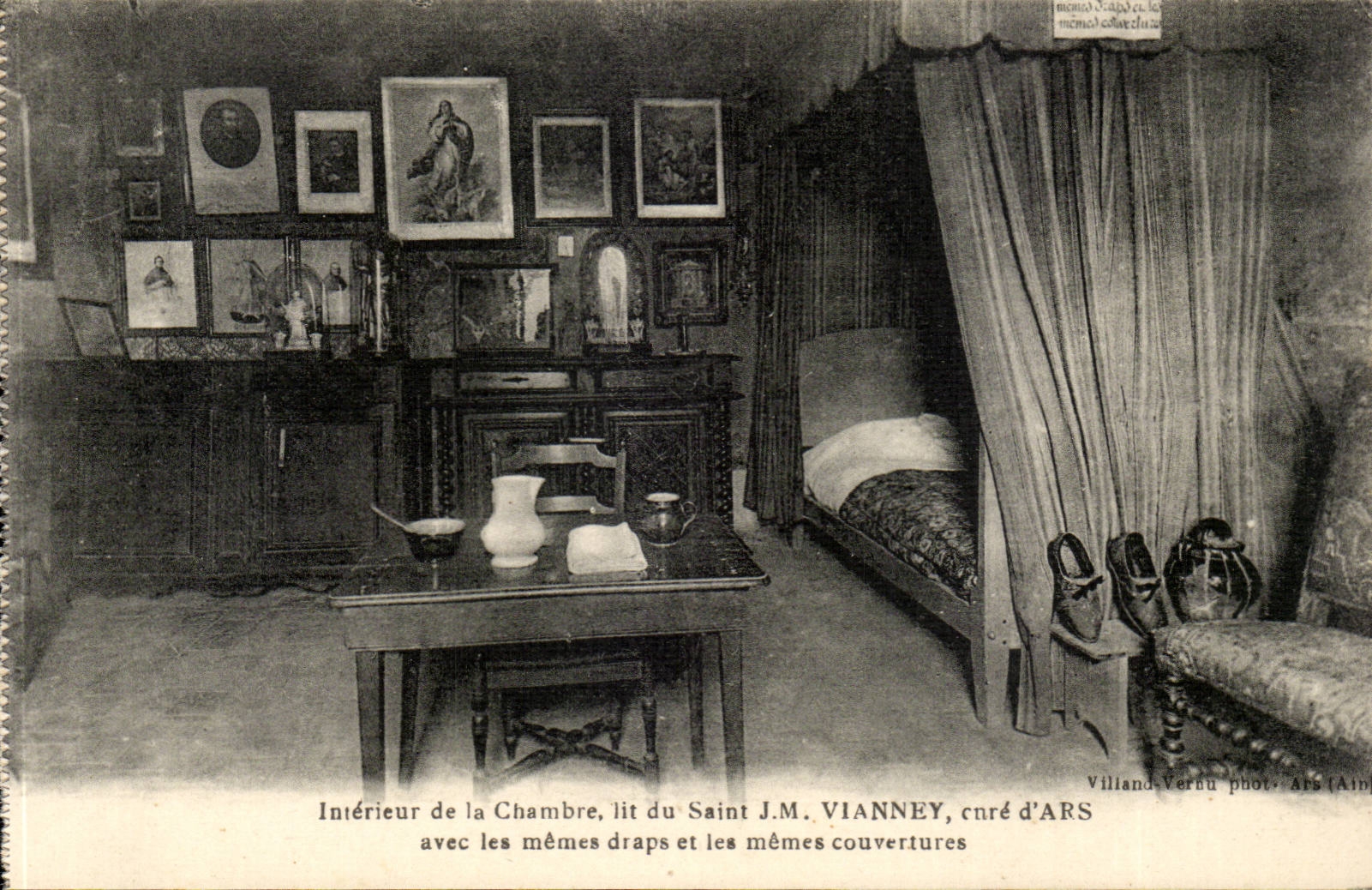 Interior CPA of the cathedral reads holy JM Vianney cleans ars with same cloths and the same covers