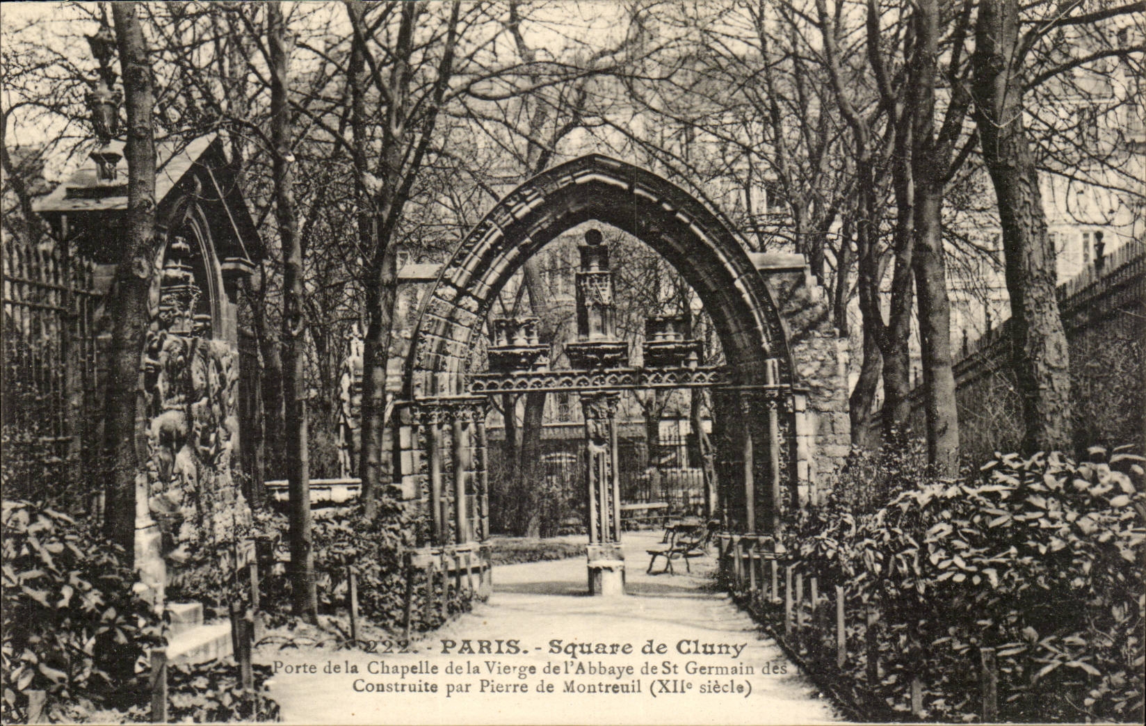 Paris (5th) Public garden of Cluny Gate of the vault of the virgin of the abbey of German St built Montreuil stone