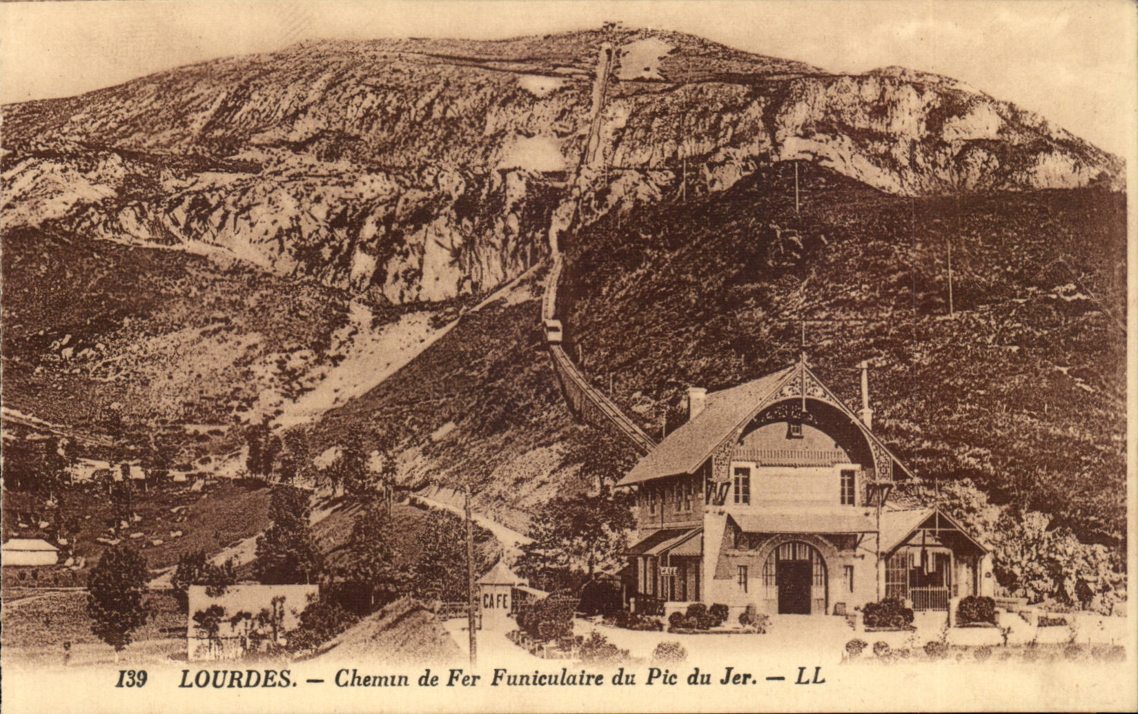 Lourdes CPA Funicular Railroad of the peak D ejer