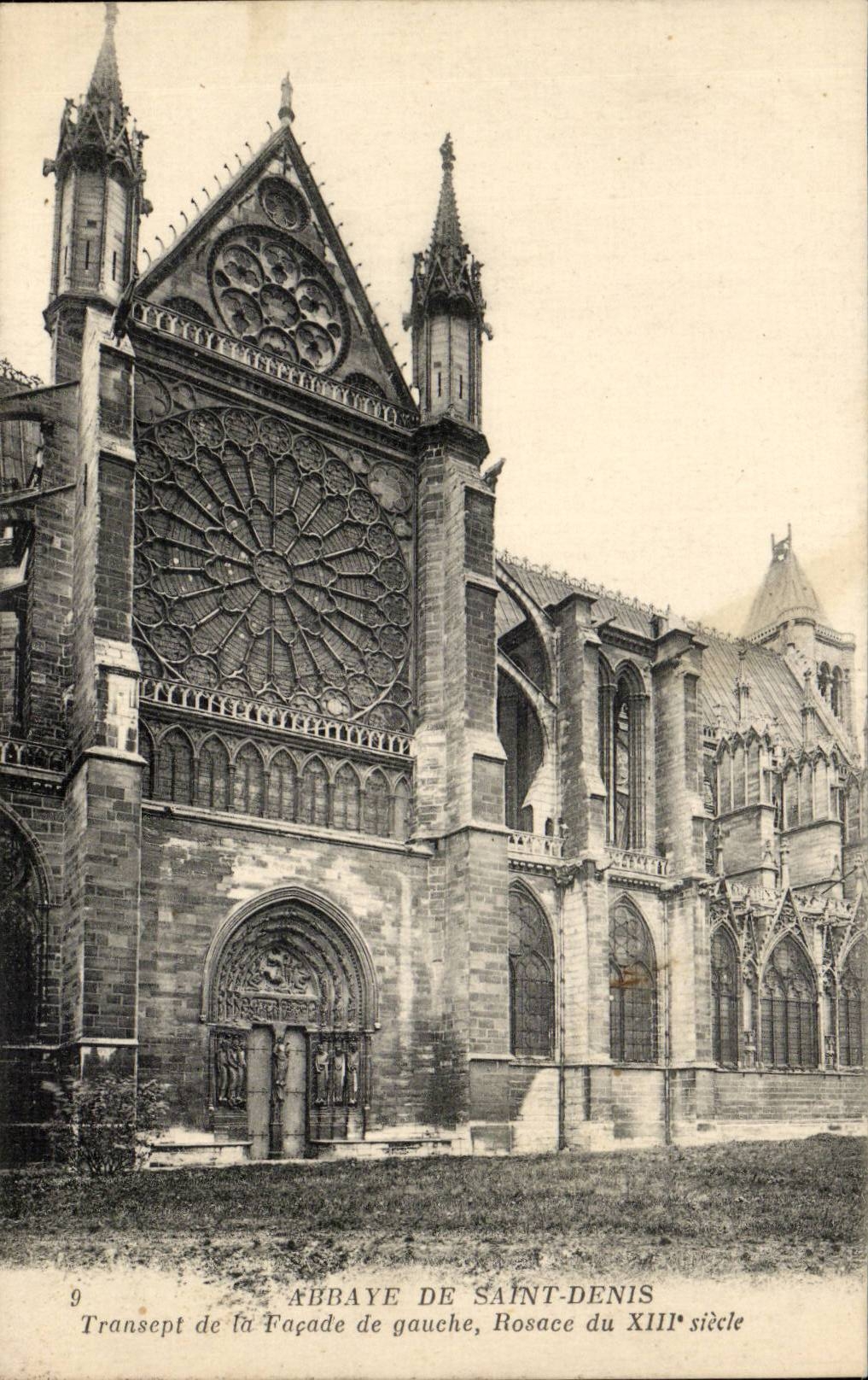Abbaye de Saint Denis CPA transept de la facade de gauche Rosace du 13eme