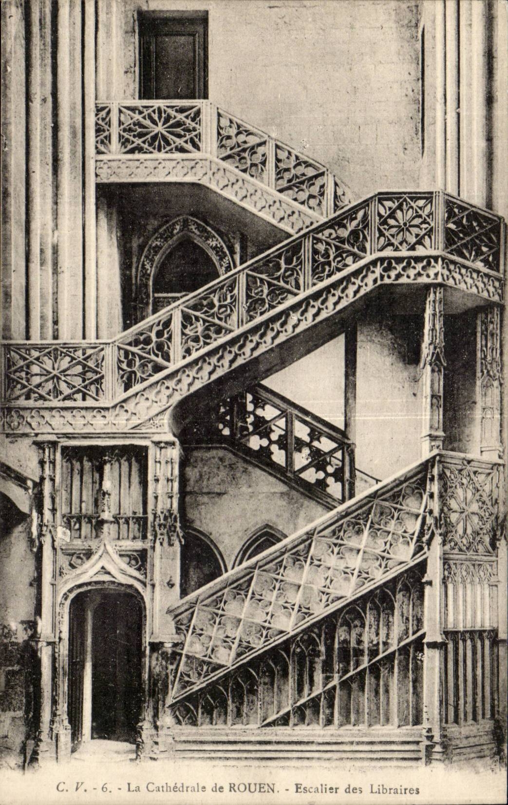 Cathedral of Rouen CPA Staircase of the Booksellers (library stairs)