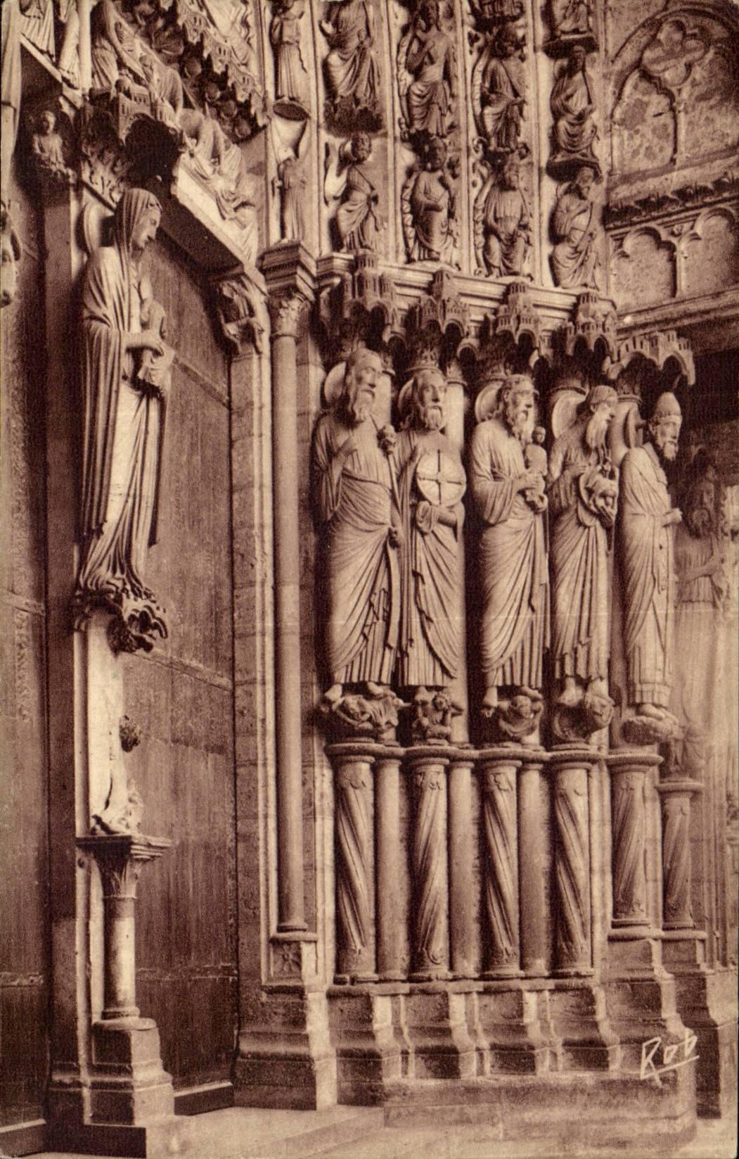Chartres CPA the northern cathedral Gate Sainte Anne Saint Jean Baptiste with his lamb
