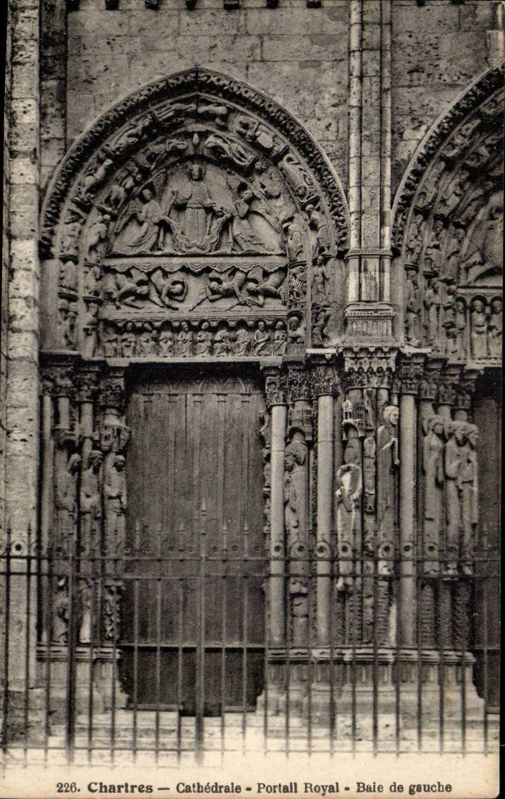 Chartres CPA Cathedral royal Gate Left bank