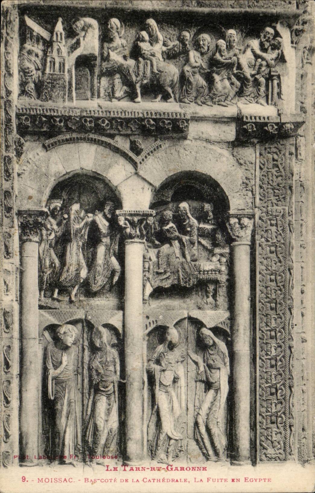 Moissac CPA Bas dimensions cathedral the escape in Egypt