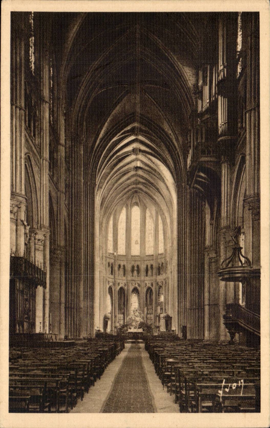 Interior Chartres CPA of the cathedral the nave and chorus