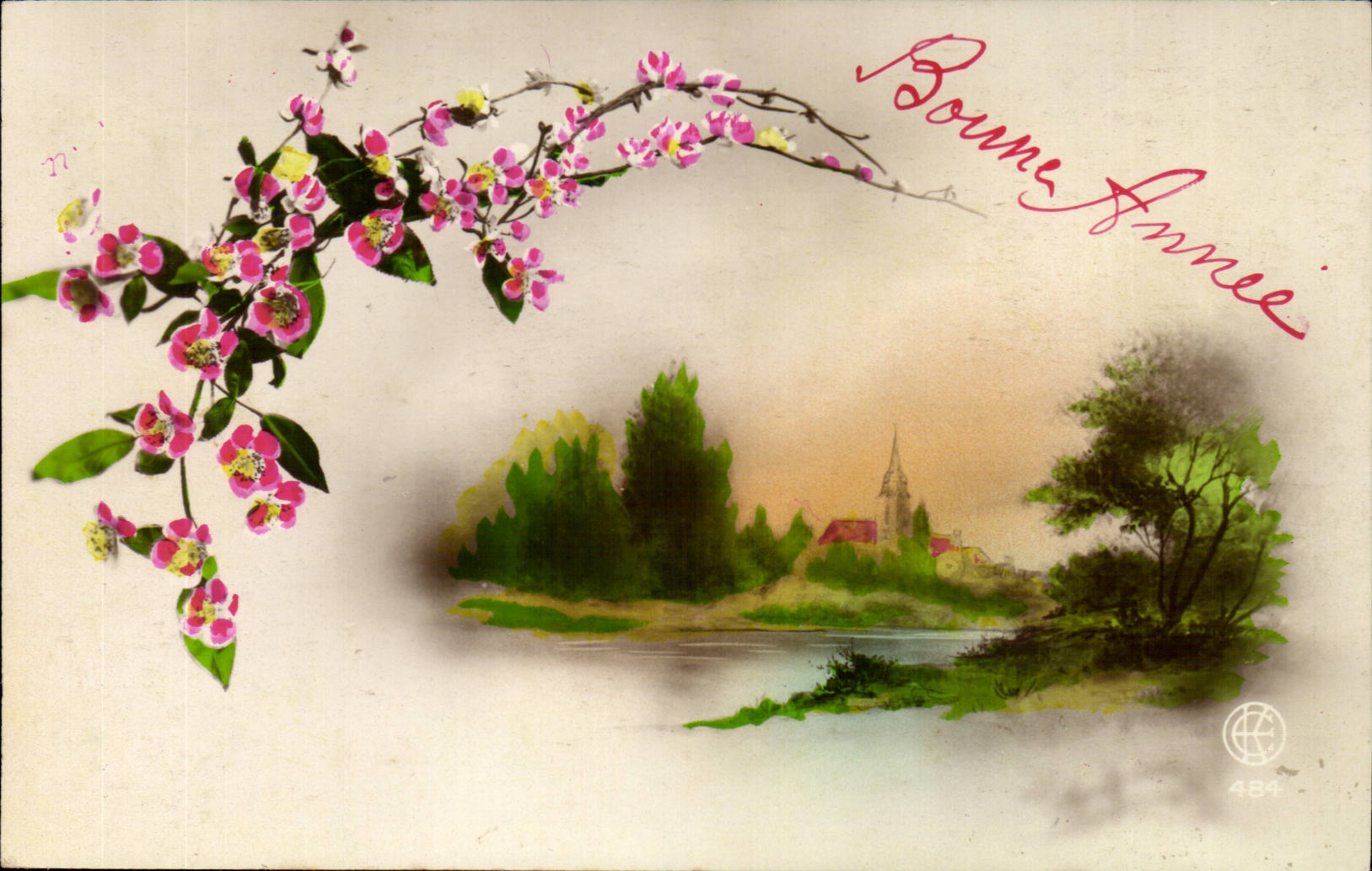 CPA Fantasy Flowers Village Happy New Year