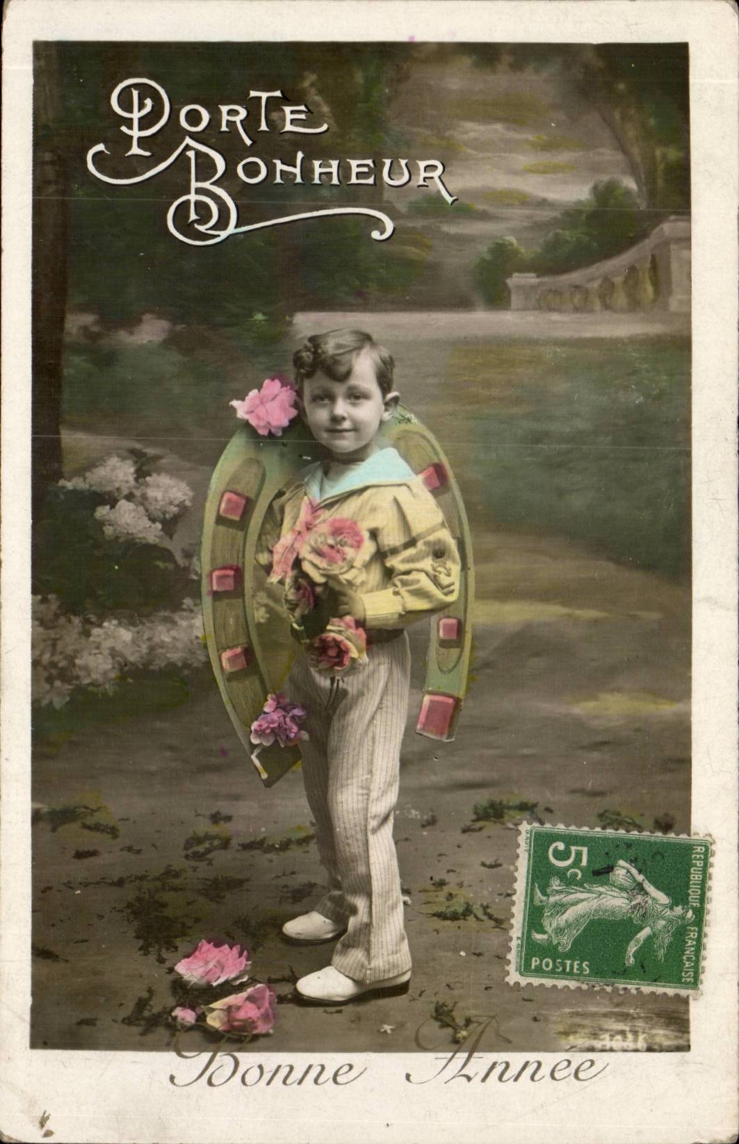 CPA Fantasy Child Gate Happiness Horseshoe Happy New Year