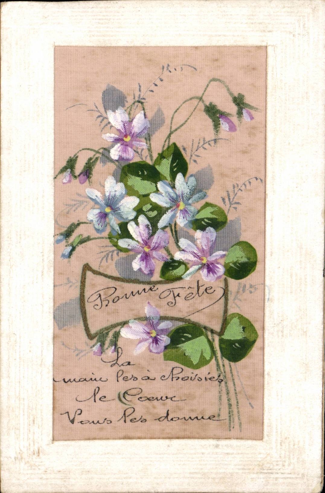 CPA BRoDEE Fantasy (rare) Flowers Good festival