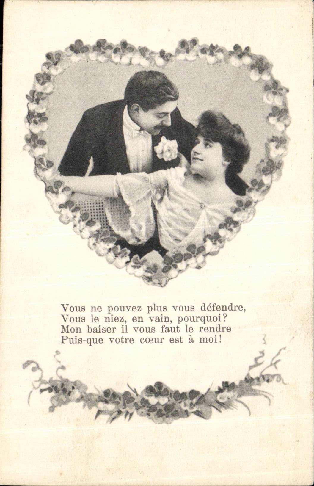 CPA Fantaisie Couple Vous ne pouvez plus vous defendre 