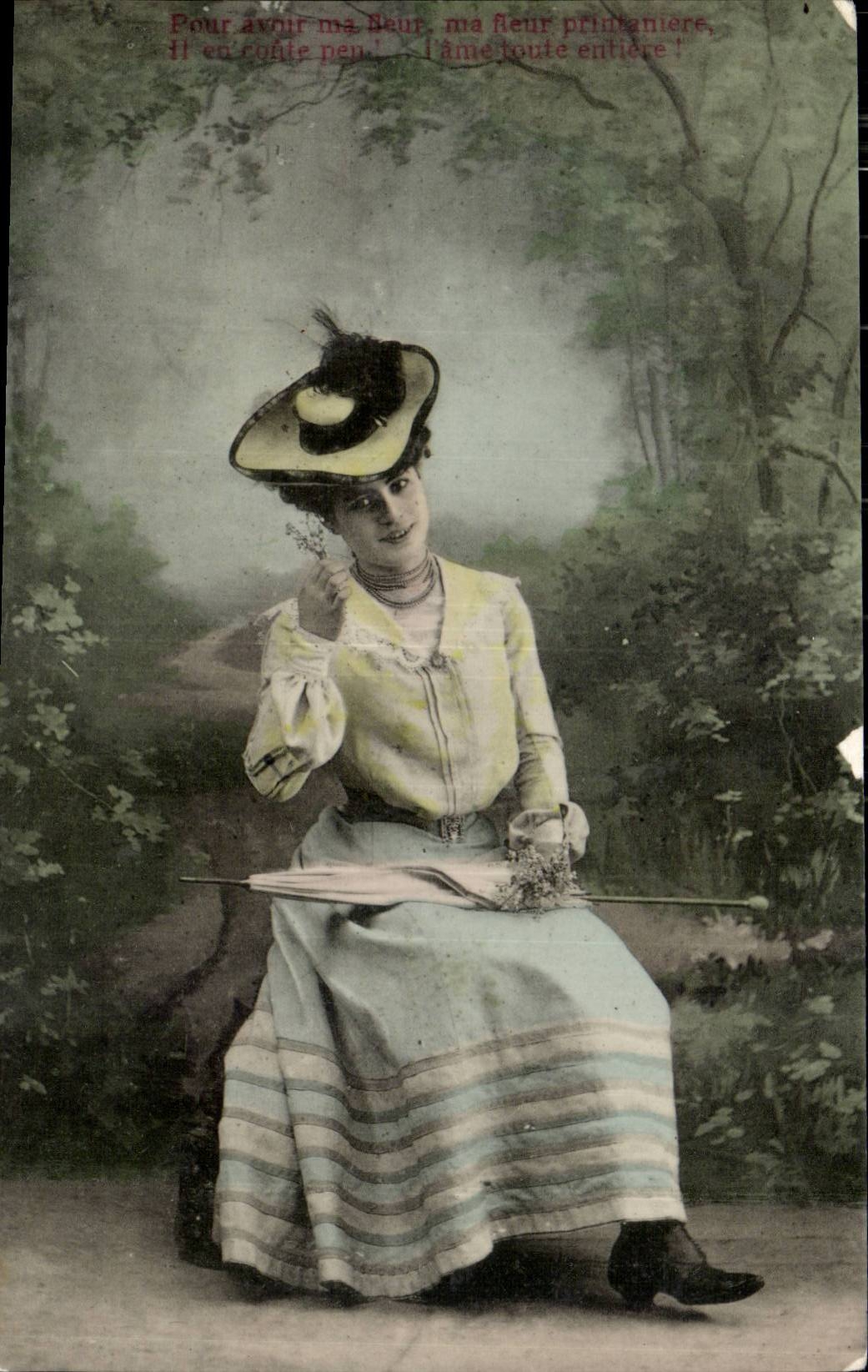 CPA Fantasy elegant Woman to have my flower it costs little of it!