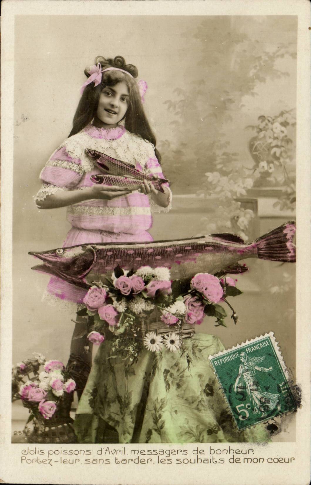 Hubsche Fische des CPA Phantasie-Kindes der Kuriere April des Gluckes tragen sie ohne die Wunsche meines Herzens zu verzogern